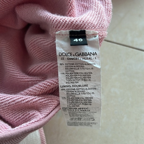 Like New Dolce & Gabbana Cotton Sweatshirt with Hood- Varsity Pink & White - Picture 6 of 13